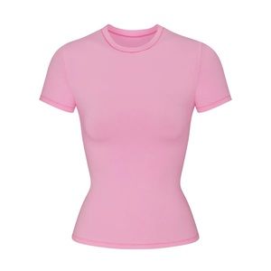 Skims Cotton Jersey T-Shirt in Bubblegum Pink